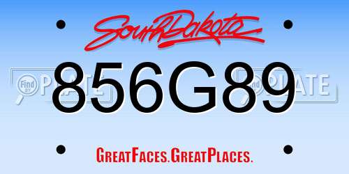 856G89 South Dakota License Plate