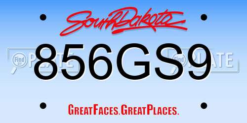 856GS9 South Dakota License Plate