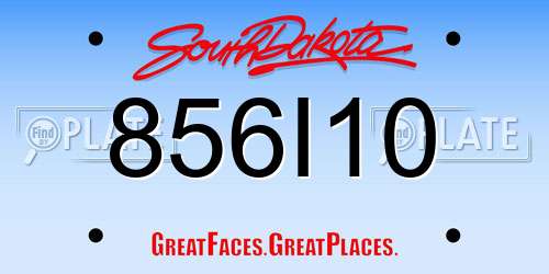 856I10 South Dakota License Plate