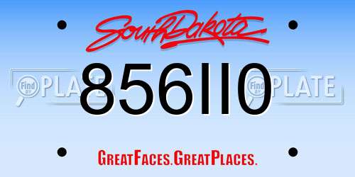 856II0 South Dakota License Plate