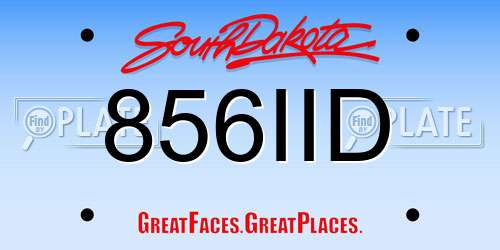 856IID South Dakota License Plate