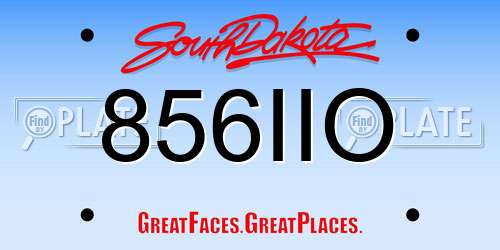 856IIO South Dakota License Plate