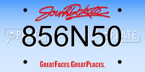 856N50 South Dakota License Plate