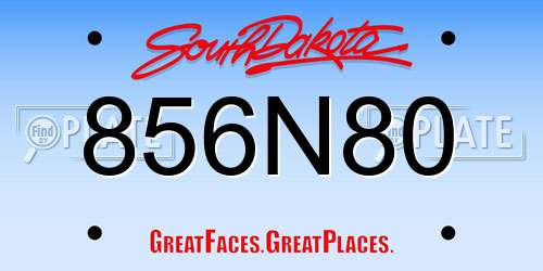856N80 South Dakota License Plate