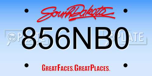 856NB0 South Dakota License Plate
