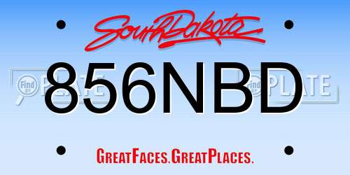 856NBD South Dakota License Plate