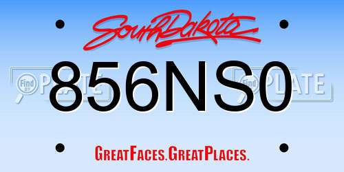 856NS0 South Dakota License Plate