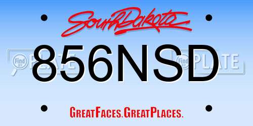 856NSD South Dakota License Plate