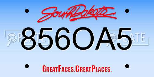 856OA5 South Dakota License Plate