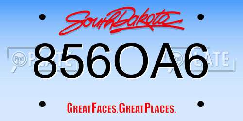 856OA6 South Dakota License Plate