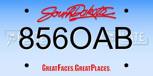 856OAB South Dakota License Plate