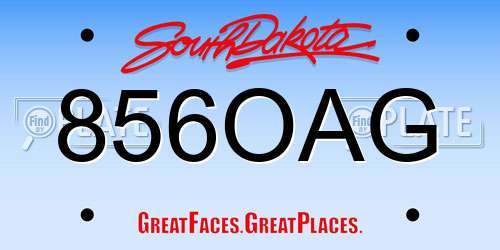 856OAG South Dakota License Plate