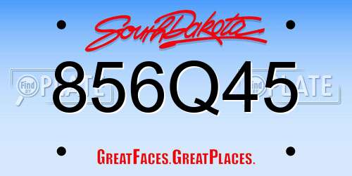 856Q45 South Dakota License Plate