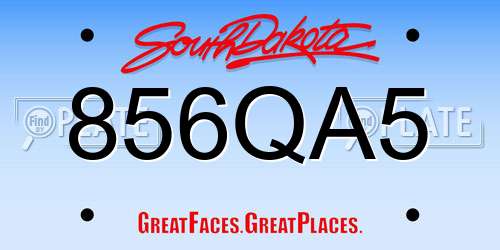 856QA5 South Dakota License Plate