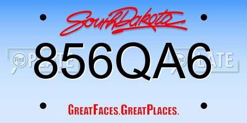 856QA6 South Dakota License Plate