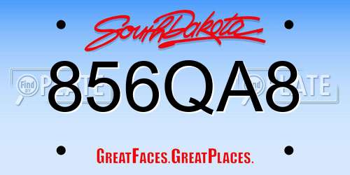 856QA8 South Dakota License Plate
