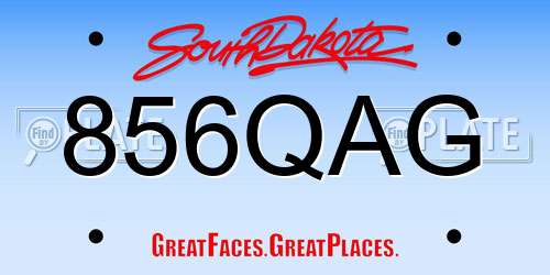 856QAG South Dakota License Plate