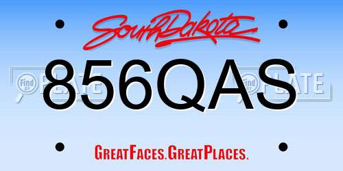 856QAS South Dakota License Plate