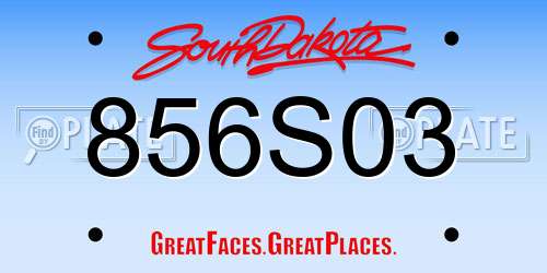 856S03 South Dakota License Plate