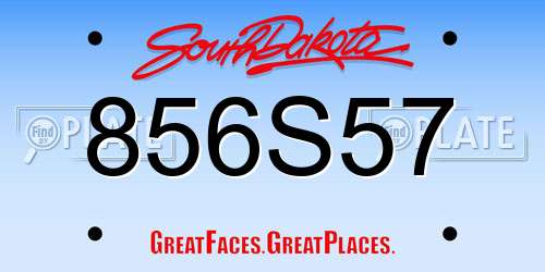 856S57 South Dakota License Plate
