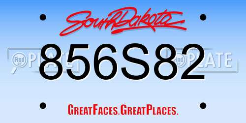 856S82 South Dakota License Plate