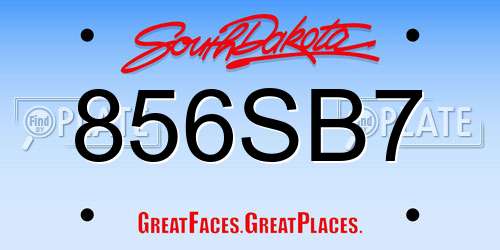 856SB7 South Dakota License Plate