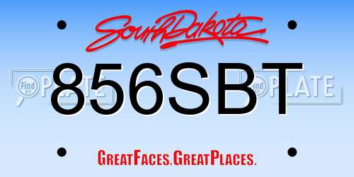 856SBT South Dakota License Plate