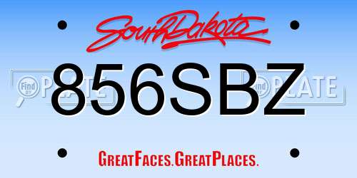 856SBZ South Dakota License Plate