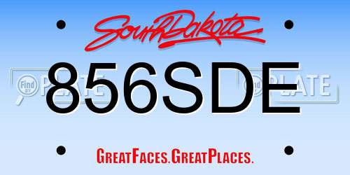 856SDE South Dakota License Plate