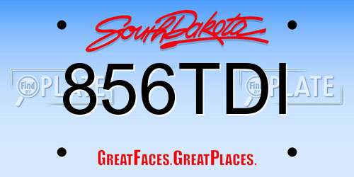 856TDI South Dakota License Plate