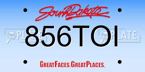 856TOI South Dakota License Plate