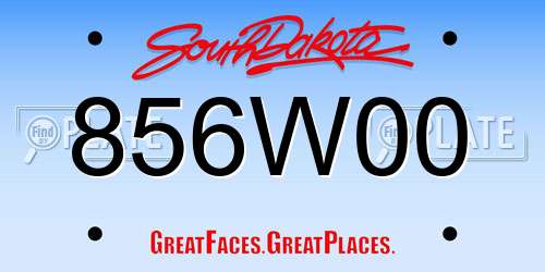 856W00 South Dakota License Plate