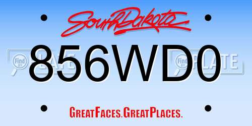 856WD0 South Dakota License Plate