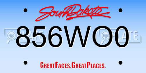 856WO0 South Dakota License Plate