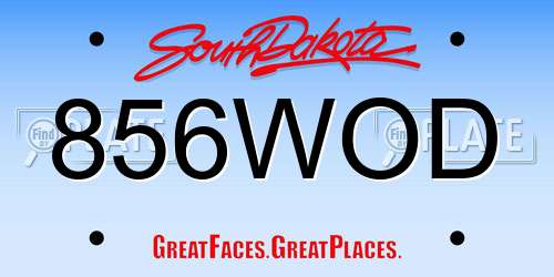 856WOD South Dakota License Plate