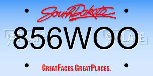 856WOO South Dakota License Plate