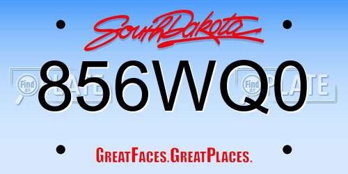 856WQ0 South Dakota License Plate