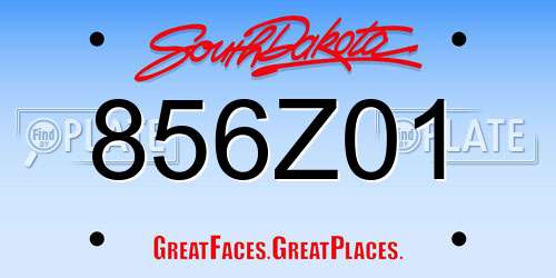856Z01 South Dakota License Plate