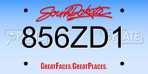 856ZD1 South Dakota License Plate