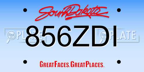 856ZDI South Dakota License Plate