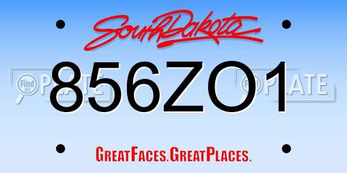 856ZO1 South Dakota License Plate