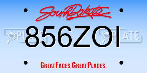 856ZOI South Dakota License Plate