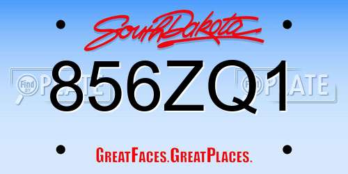 856ZQ1 South Dakota License Plate