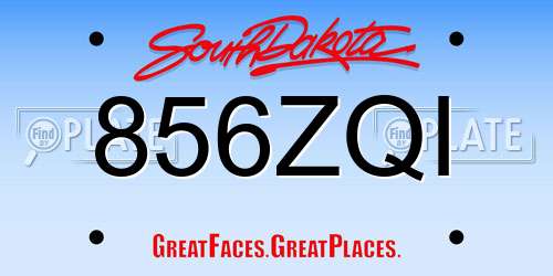856ZQI South Dakota License Plate
