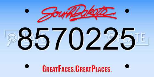 8570225 South Dakota License Plate