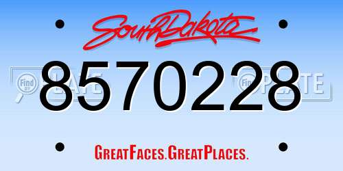 8570228 South Dakota License Plate