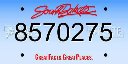 8570275 South Dakota License Plate