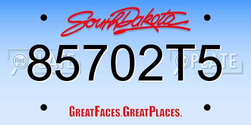 85702T5 South Dakota License Plate