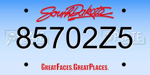 85702Z5 South Dakota License Plate