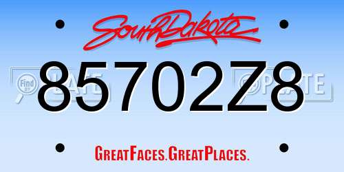 85702Z8 South Dakota License Plate